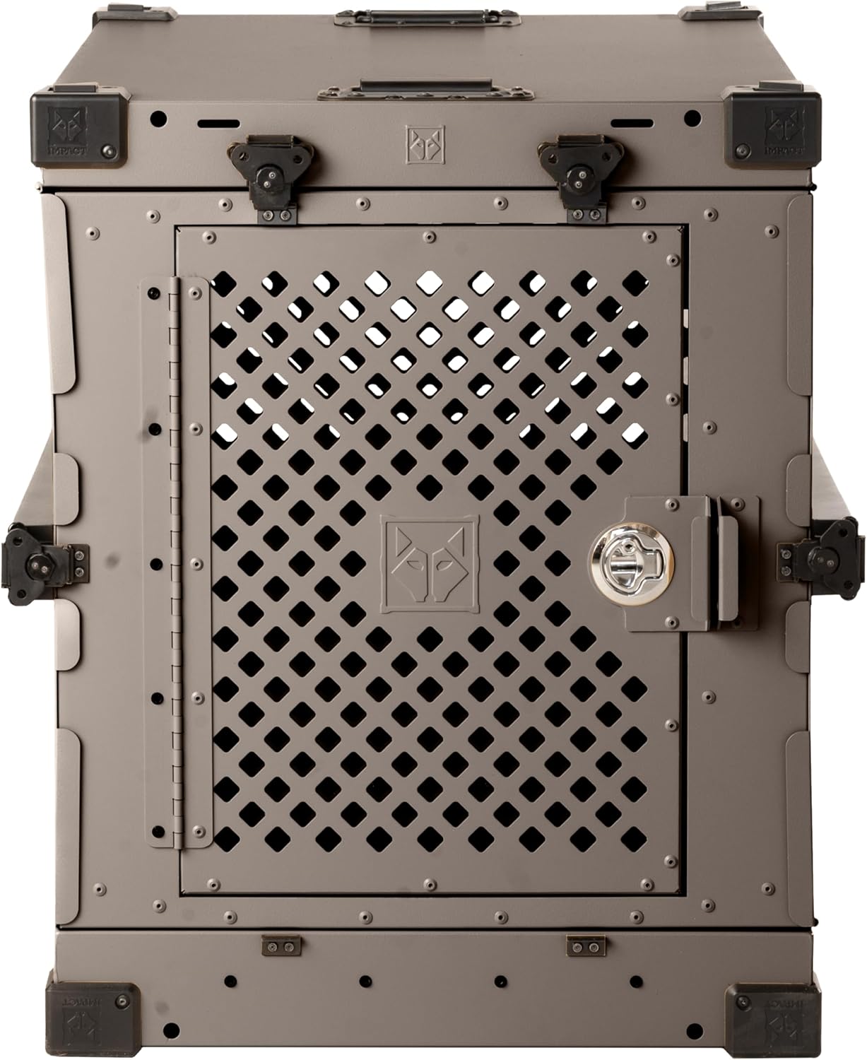 Impact Collapsible Dog Crate - Foldable Hard Crate for Intermediate Dogs - Heavy Duty Travel Kennel with Powder-Coated Aluminum - Quick Setup for Indoor & Outdoor (Gray, 34" (34.5" L x 23" W x 29" H))