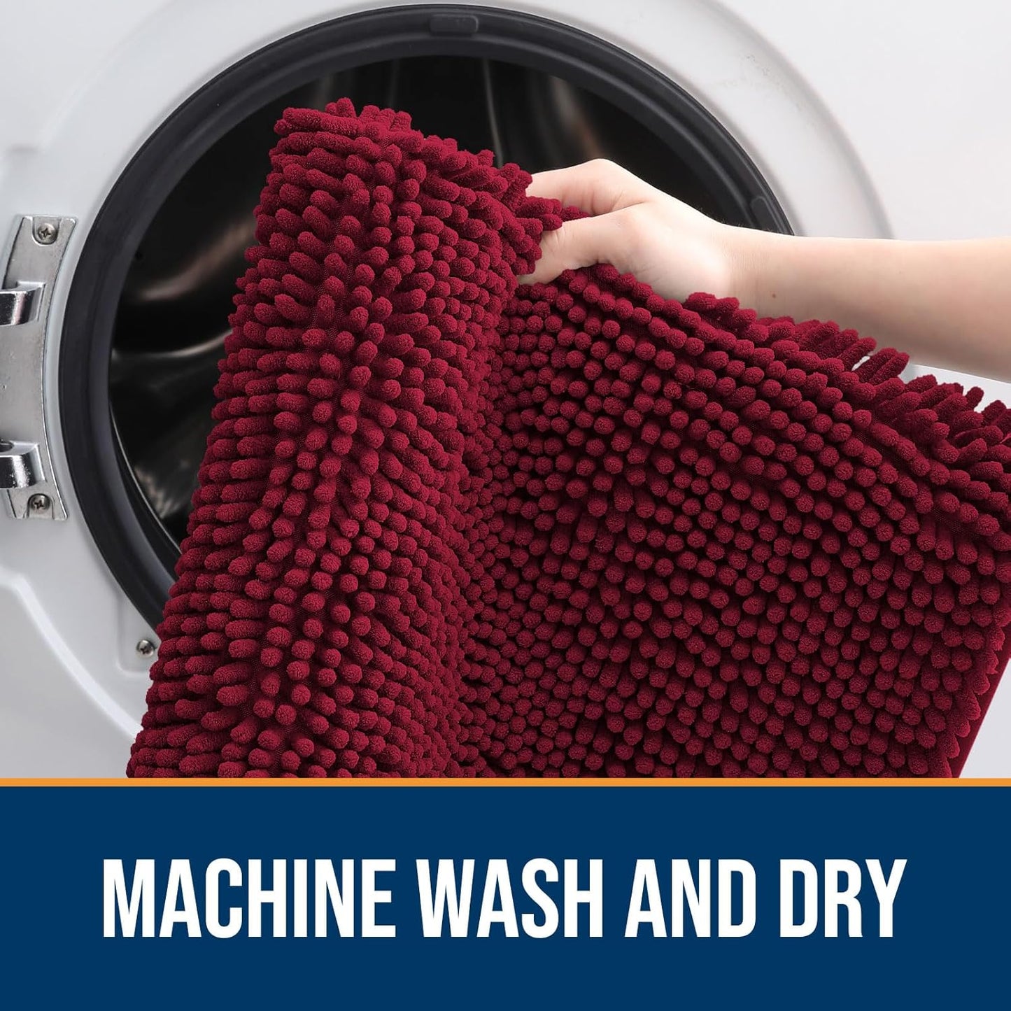 OLANLY Dog Door Mat for Muddy Paws 47x17, Absorbs Moisture and Dirt, Absorbent Non-Slip Washable Doormat, Quick Dry Chenille Mud Mat for Dogs, Entry Indoor Entryway Carpet for Inside Floor, Burgundy