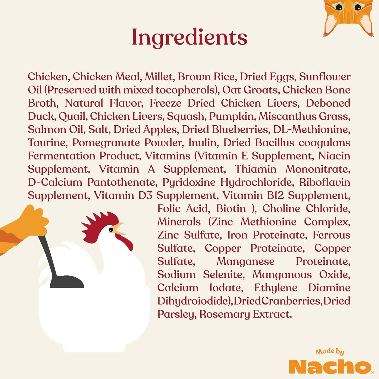 Made by Nacho Dry Cat Kibble 10lb Bag, High Protein Premium Cat Food with Freeze-Dried Pieces, Cage-Free Chicken, Duck & Quail, Limited Ingredients, Single Bag