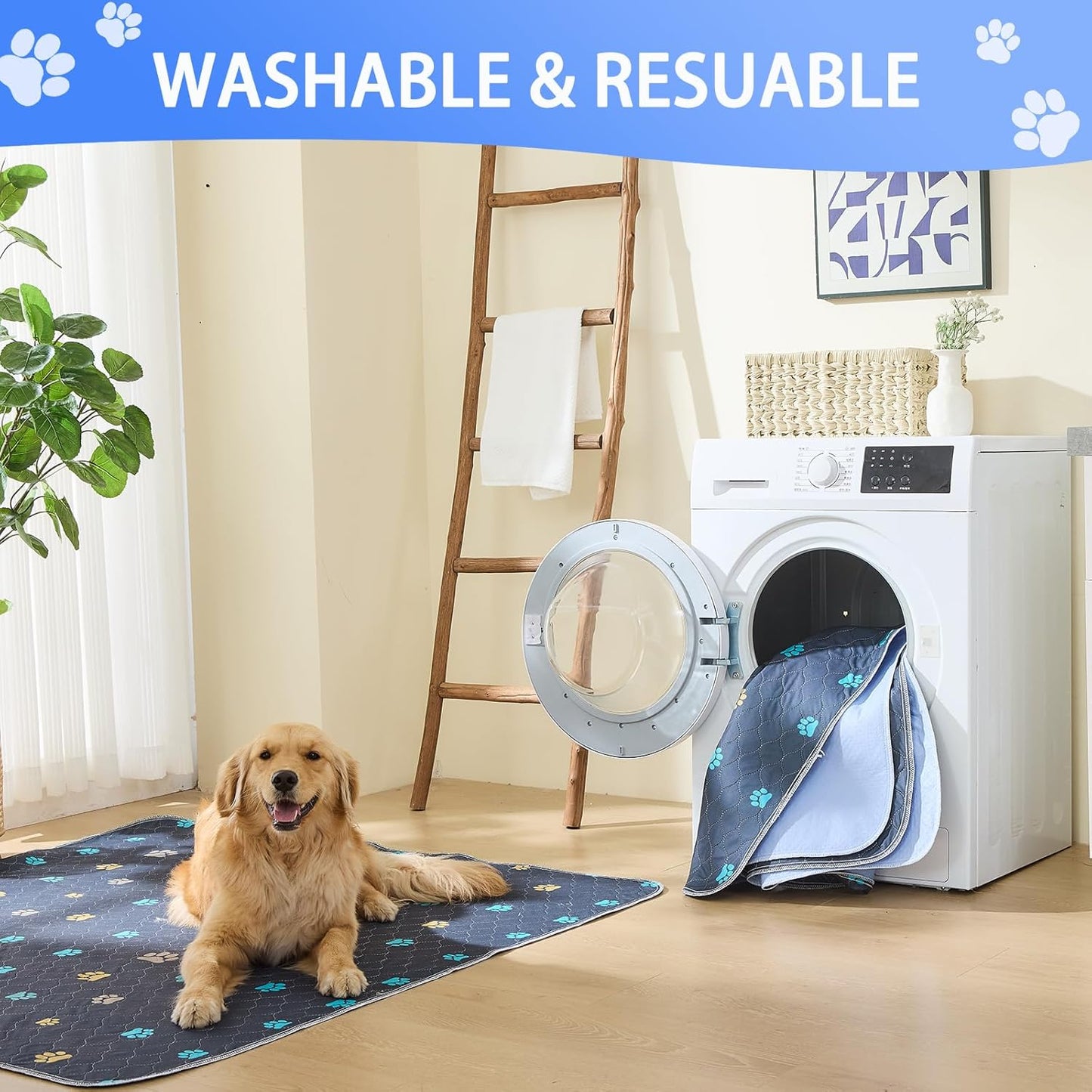 Aitmexcn Washable Puppy Dog Pee Pad, 4PCS 100% Waterproof Whelping Training Mat for Puppy/Senior Dog, Fast Drying Reusable Puppy Pads for Indoor, Outdoor and Car Travel- 18'' x 24''