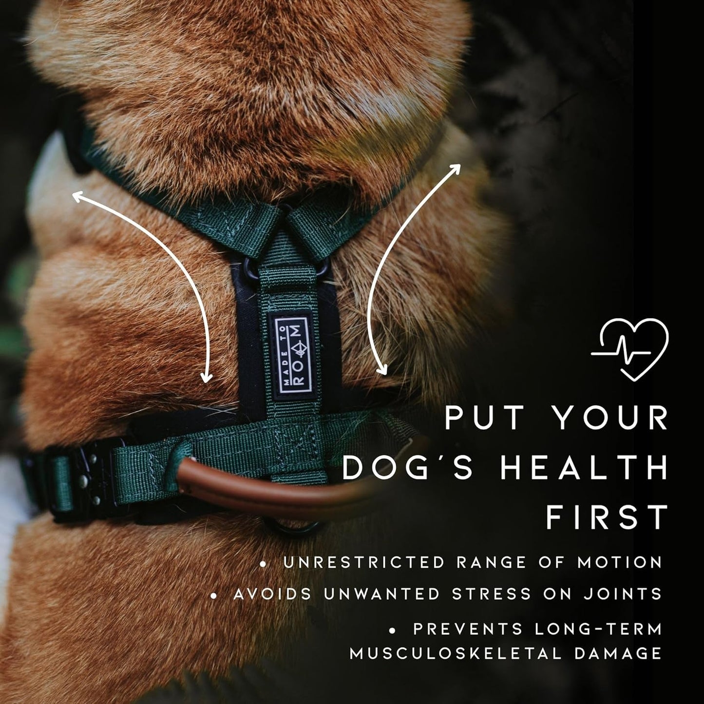 MADE TO ROAM Premium Explorer Harness - Y-Shaped Dog Harness with Adjustable Durable Nylon, Soft Padding, Metal Buckles and Leather Handle for Small, Medium, Large Dogs (Nevada Evening, Size 1)