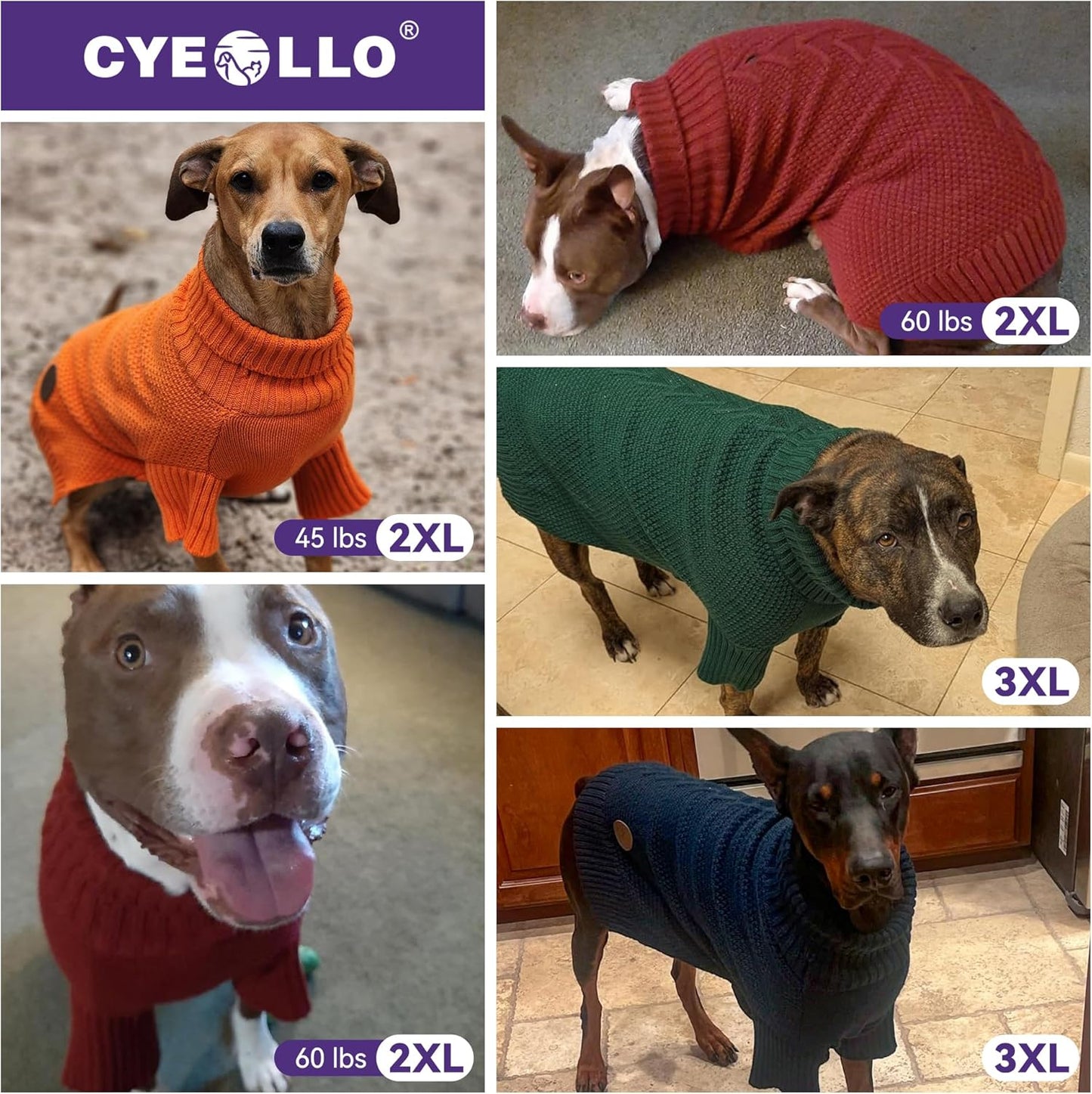 cyeollo Dog Sweater Knitwear Turtleneck Soft Knitwear Pullover Sweaters with Leash Hole Warm Dog Clothes for Medium Dogs,Pink, XXL