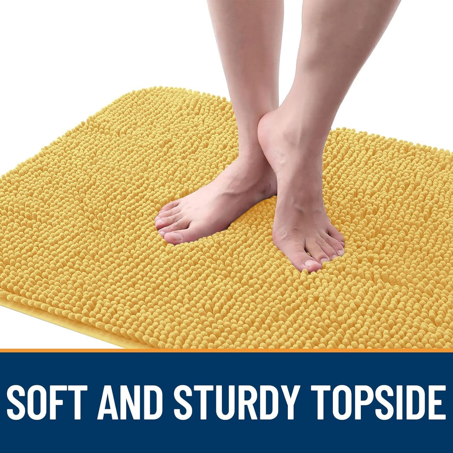 OLANLY Dog Door Mat for Muddy Paws 59x24, Absorbs Moisture and Dirt, Absorbent Non-Slip Washable Doormat, Quick Dry Chenille Mud Mat for Dogs, Entry Indoor Entryway Carpet for Inside Floor, Yellow