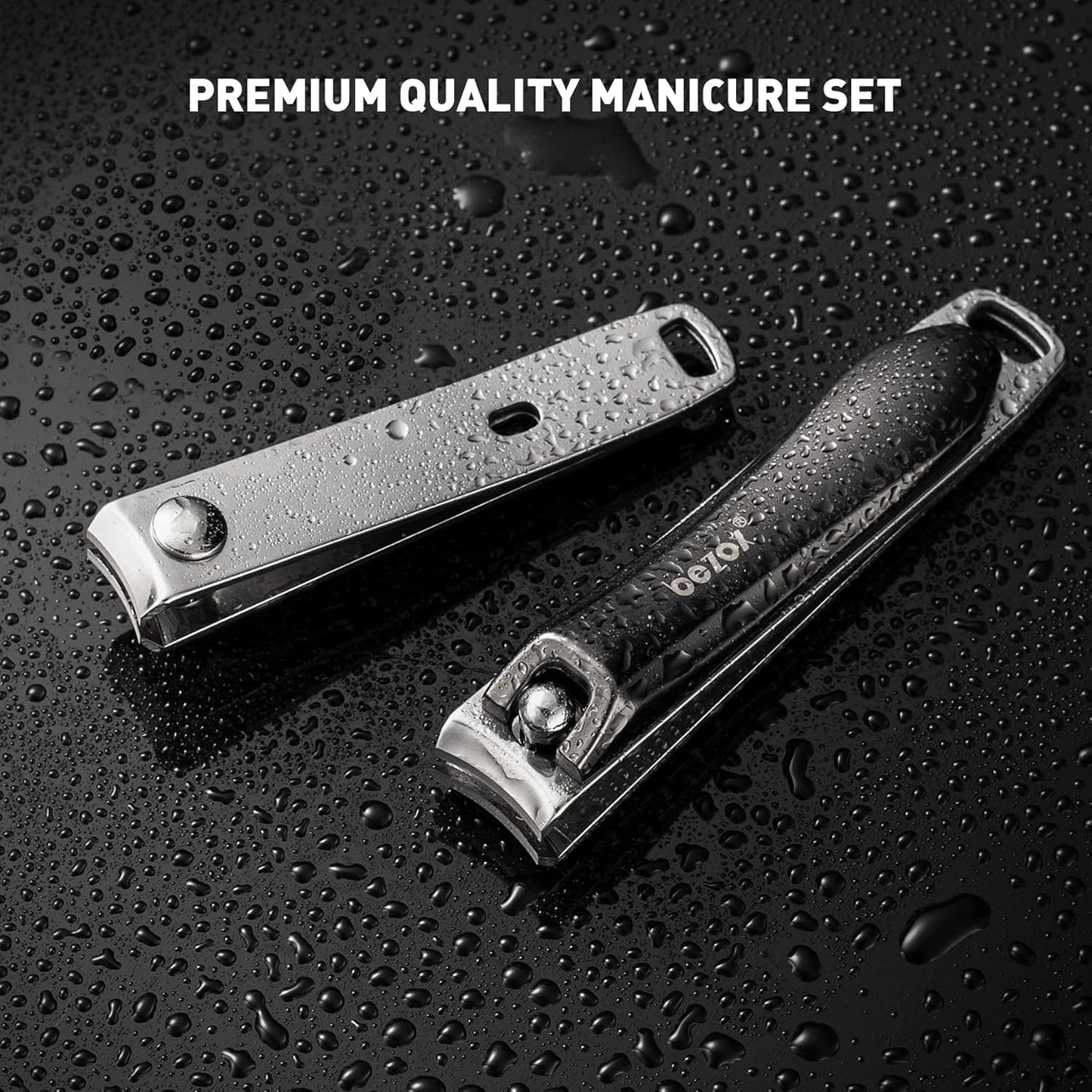 BEZOX Nails Clipper, Ergonomic Toenail and Fingernails Clipper with Non-slip Design, Professional Finger Nail Clippers for Adults, 2 Pcs Nail Trimmers for Men and Women - Dark