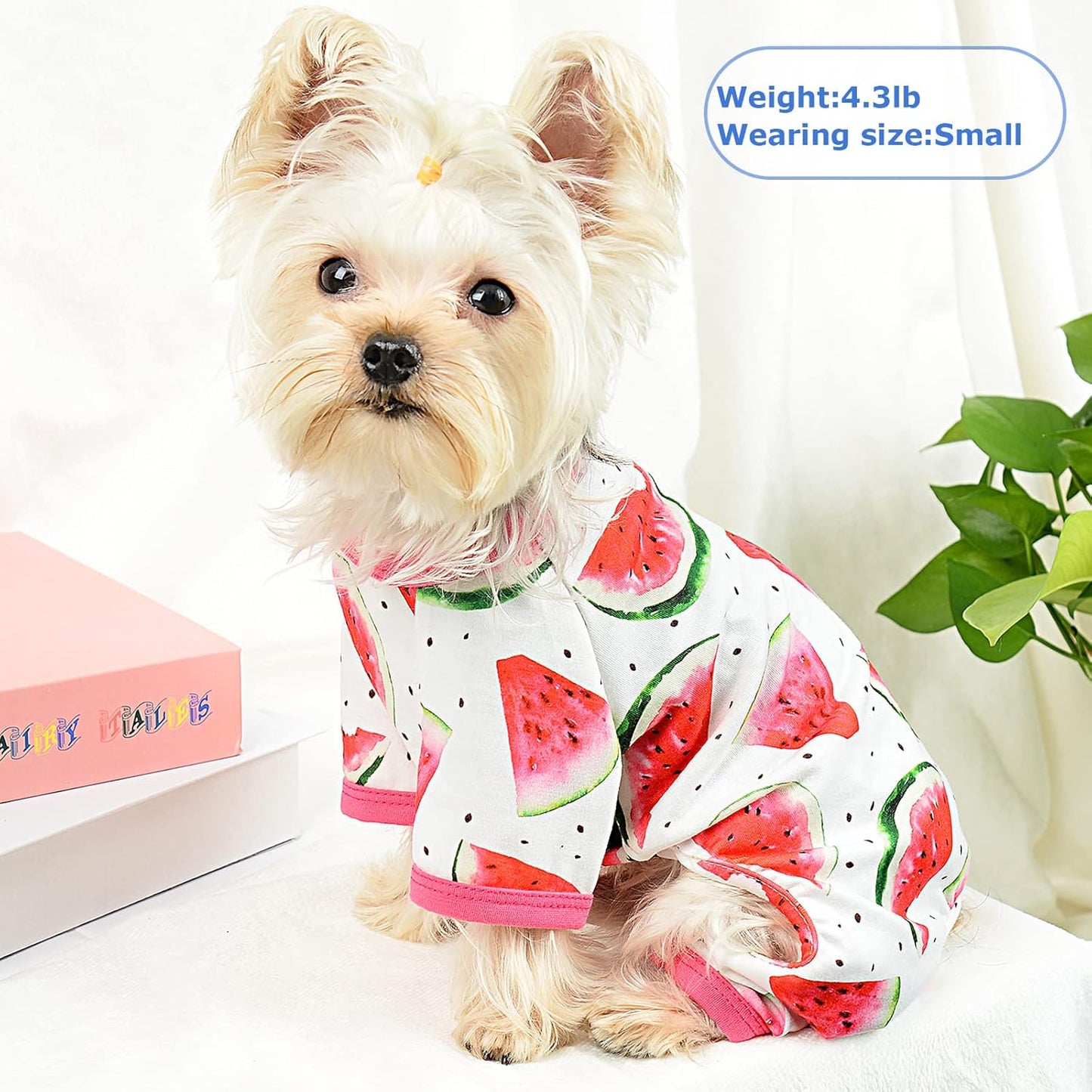 Dog Pajamas Pjs Summer Fall Dog Clothes for Small Dogs Girl - Boy - Medium Size Dogs, Soft Stretchy Puppy Clothes Doggie Onesies Cat Pet Jammies Outfit (Watermelon Red, Large)