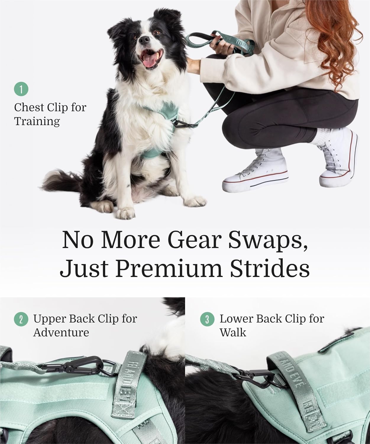 2025 New Edition, Fei & Eve MagEase Dog Harness - 3-Second Magnetic Buckles | 3-Point No-Pull Control | Heavy-Duty 900D Nylon | Dual Safety Handles | Breathable Mesh | Adjustable Fit | X-Large, Green