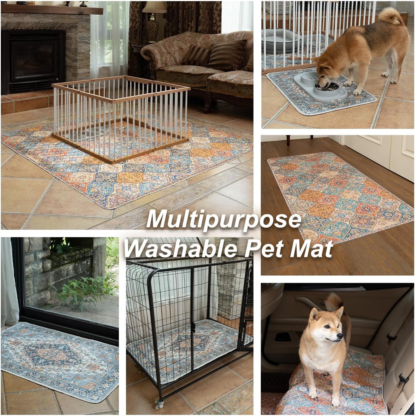 nunubaby Washable Pee Pads for Dogs, Stylish, Non-Slip and Leak-Proof Pee Pads. Reusable Potty Pads for Dogs for Crates and Floors.(Red/Floral, 24" x36")