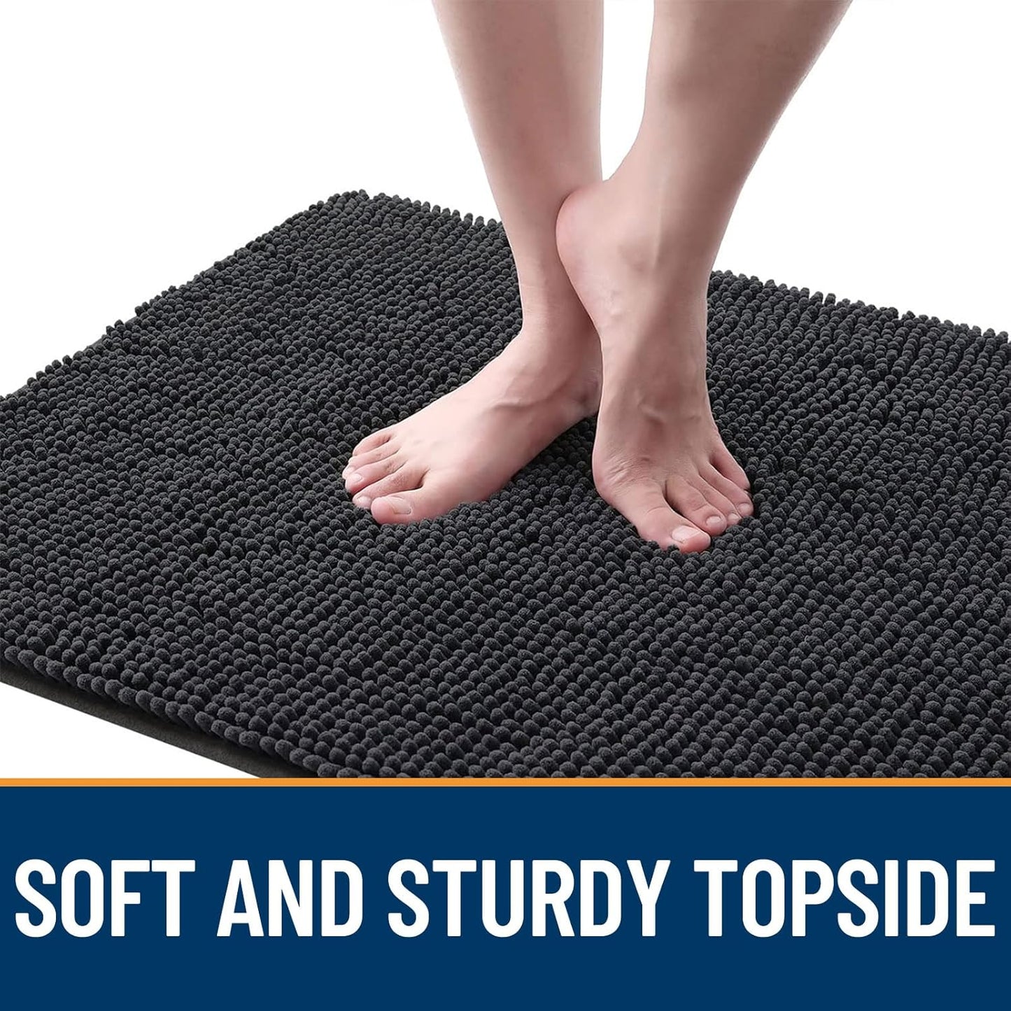 OLANLY Dog Door Mat for Muddy Paws 47x24, Absorbs Moisture and Dirt, Absorbent Non-Slip Washable Doormat, Quick Dry Chenille Mud Mat for Dogs, Entry Indoor Entryway Carpet for Inside Floor, Dark Grey