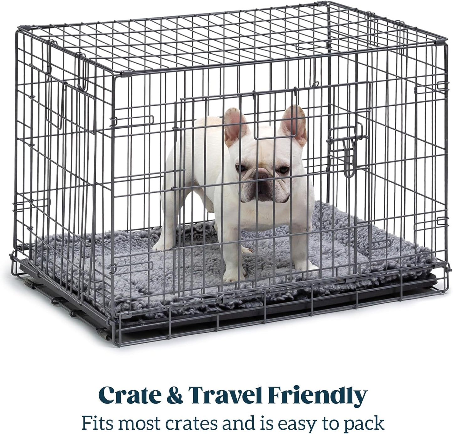 Stoutwool Indestructible Dog Bed - Fluffy Chew Proof Dog Crate Pad - Tough Kennel Pad for Aggressive Chewers - Ideal for Extra Large Breeds & Fits 48-Inch Crate - 47"x29", Charcoal