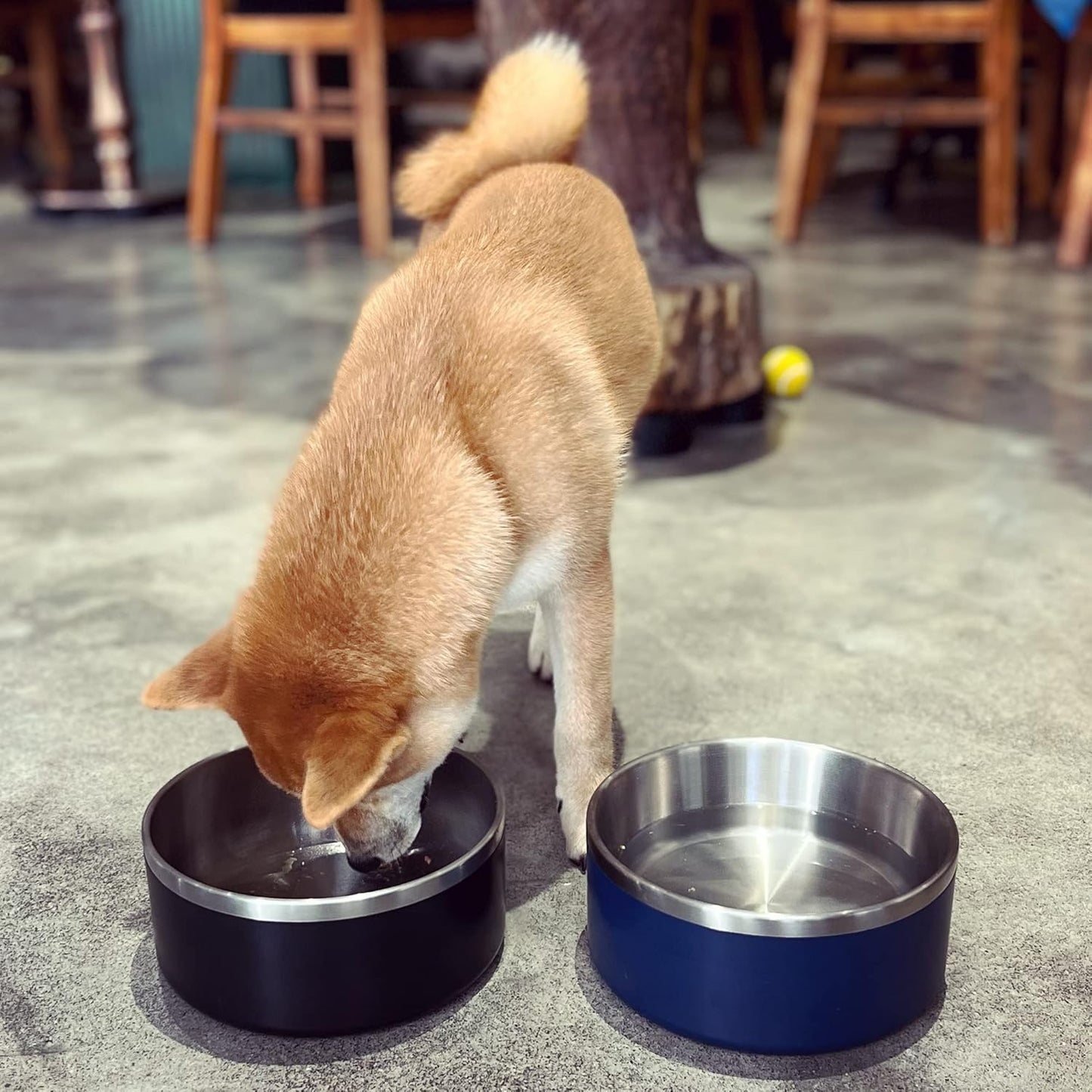 IKITCHEN Dog Bowl for Food and Water, 64 Oz Stainless Steel Pet Feeding Bowl, Durable Non-Skid Double Wall Insulated Heavy Duty with Rubber Bottom for Medium Large Sized Dogs (64 Ounces/8 Cup, Blue)