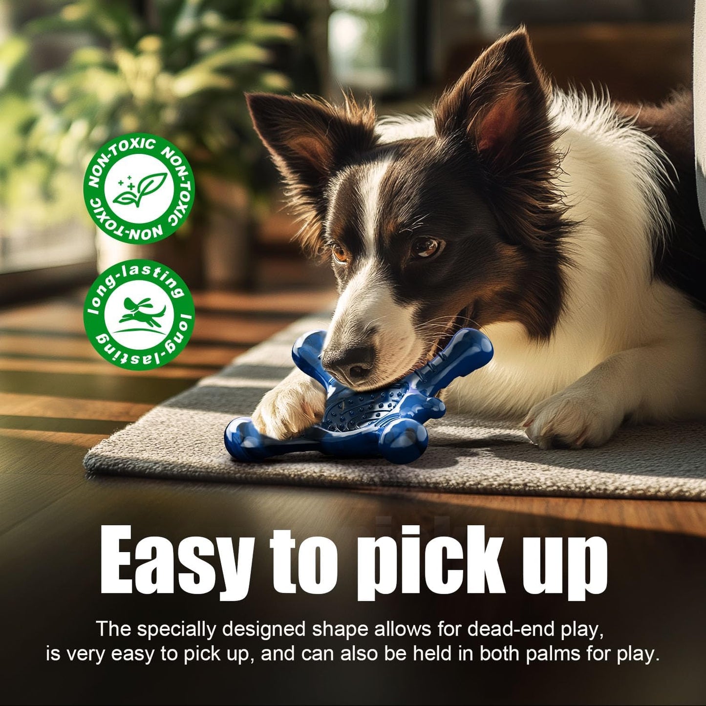 Dog Toys for Aggressive Chewers, Nylon Indestructible Toy for Medium Large Dogs, Hedgehog-Shaped Chew Toys with Bacon Flavor, Long Lasting, Dog Toys for Boredom, Blue