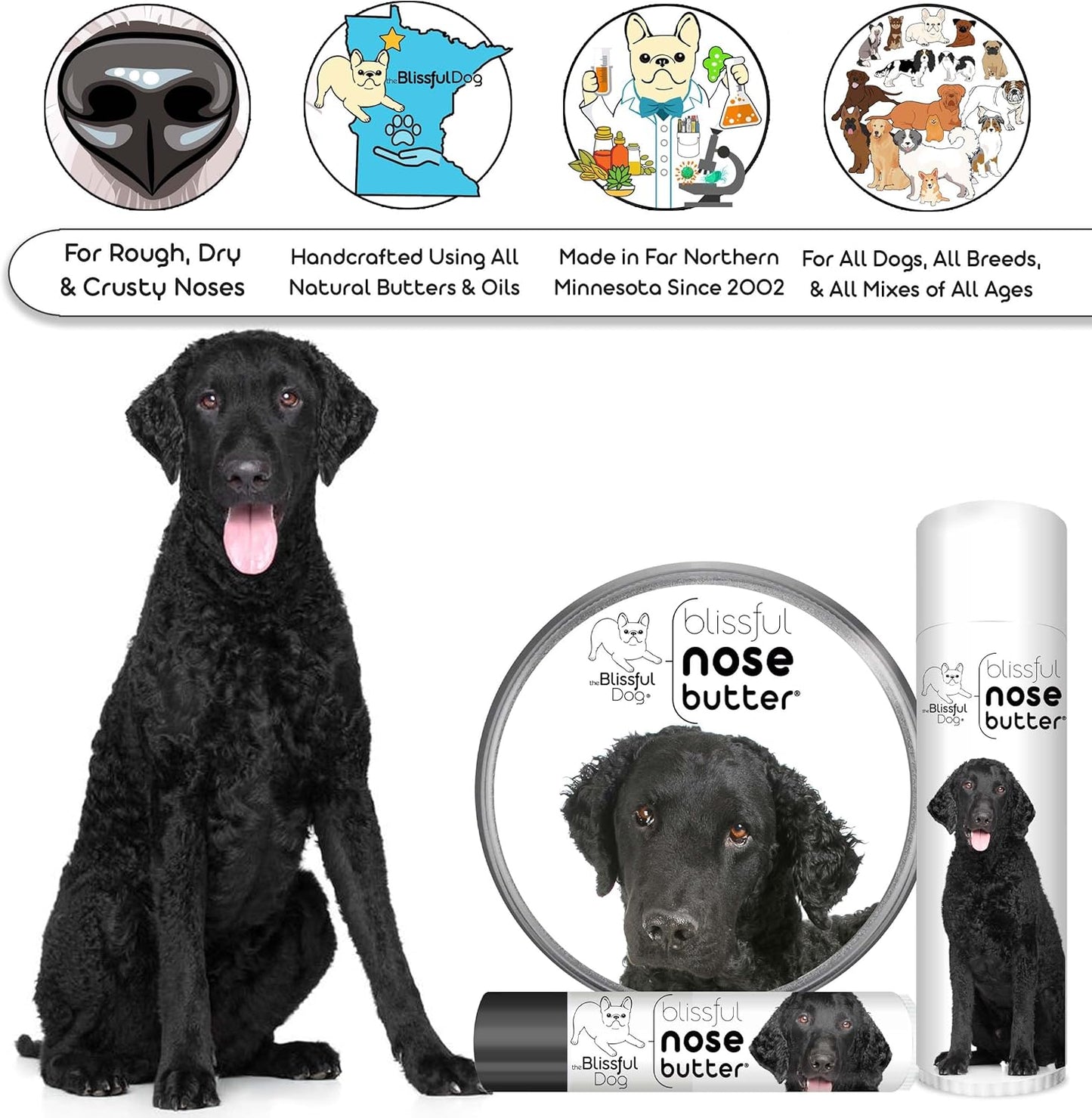 The Blissful Dog Curly-Coat Retriever Unscented Nose Butter, 4-Ounce