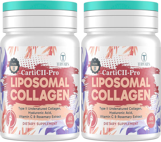 Liposomal Collagen Joint Support Supplement - Undenatured Type II Collagen for Men & Women with Hyaluronic Acid & Vitamin C for Joints Health & Mobility, 120 Softgels