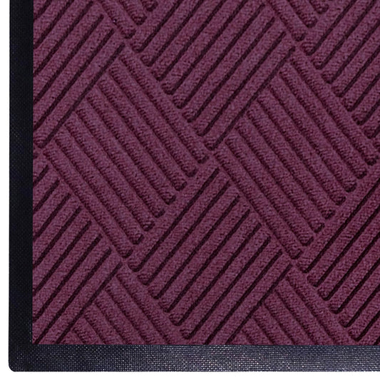 M+A Matting WaterHog Diamond | Commercial-Grade Entrance Mat with Rubber Border – Indoor/Outdoor, Quick Drying, Stain Resistant Door Mat (Bordeuax, 4' x 8')