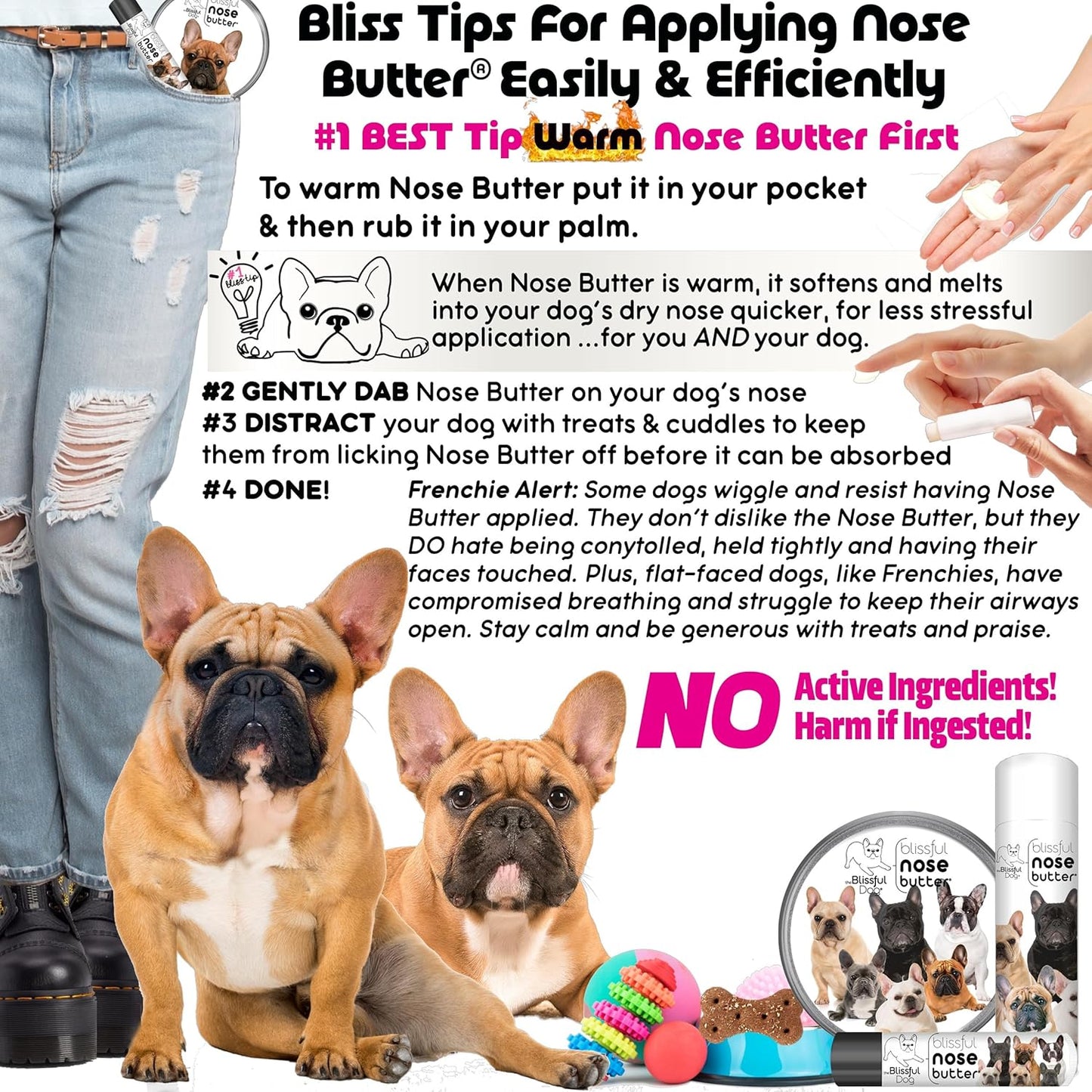 The Blissful Dog Fawn French Bulldog Unscented Nose Butter - Dog Nose Butter, 16 Ounce