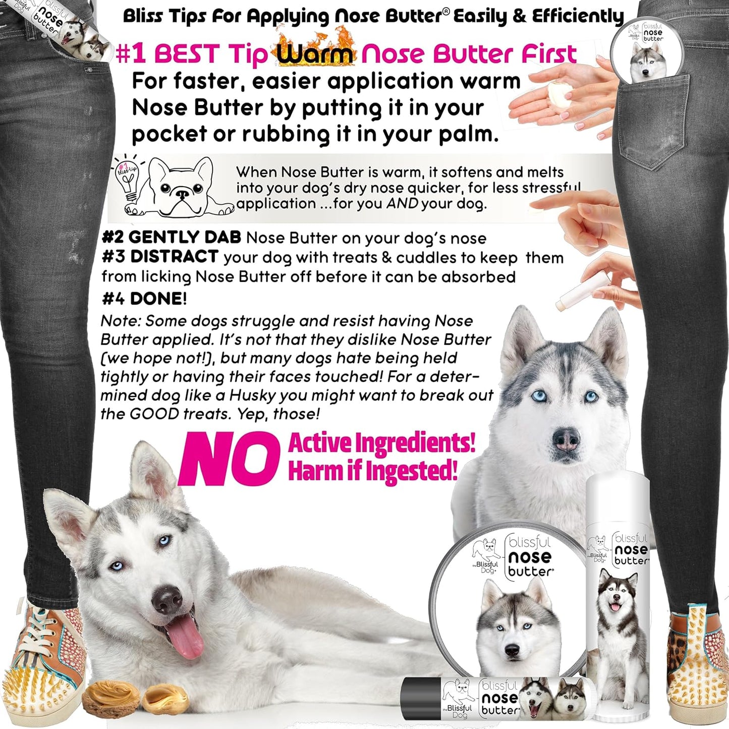 The Blissful Dog Husky Unscented Nose Butter - Dog Nose Butter, 8 Ounce