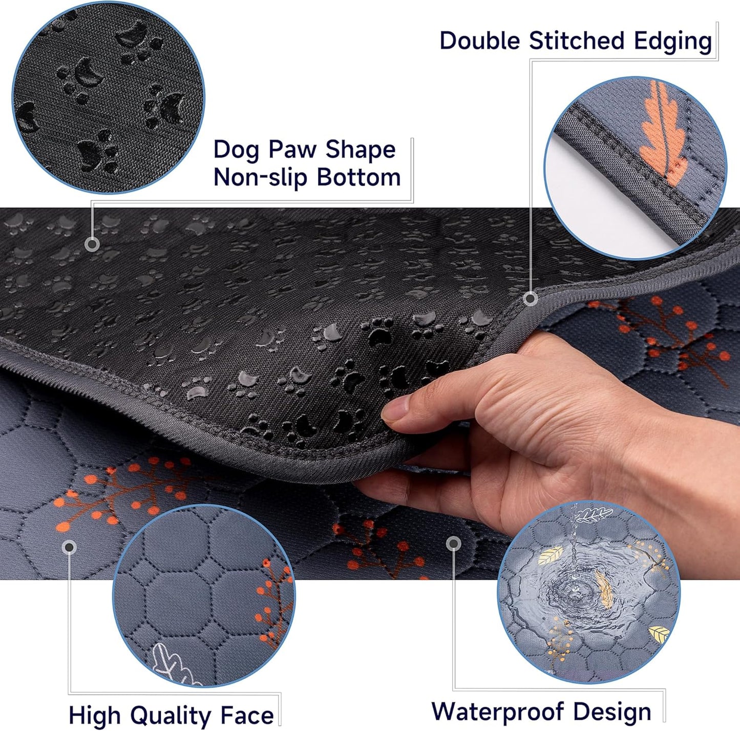 Sunheir Washable Pee Pads for Dogs Extra Large 48" x 60" 2-Pack, Reusable Puppy Pads Pet Training Pads for Dog Playpen Indoor, Waterproof Dog Pee Pads for Puppy Playpen, Whelping Pad - Deep Grey
