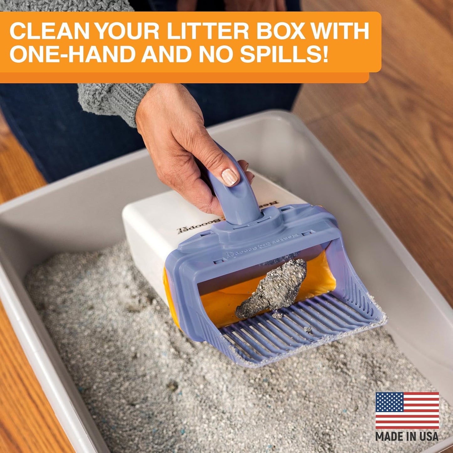 Neater Pet Brands Neater Scooper XL Cat Litter Scoop, 15 Refill Bags – Extra-Large Capacity Mess-Free Cat Litter Scooper with Bag for Large & Multiple Cats, Spill-Proof Litter Box Scooper with Holder