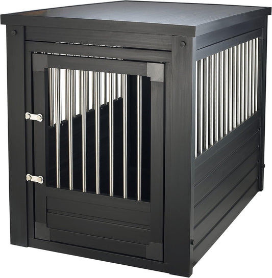 New Age Pet ECOFLEX Dog Crate End Table - Furniture-Style Pet Crate for Crate Trained Dogs - Stainless Steel Tubing & a Latched Closure - 10 Year Manufacturer's Warranty.