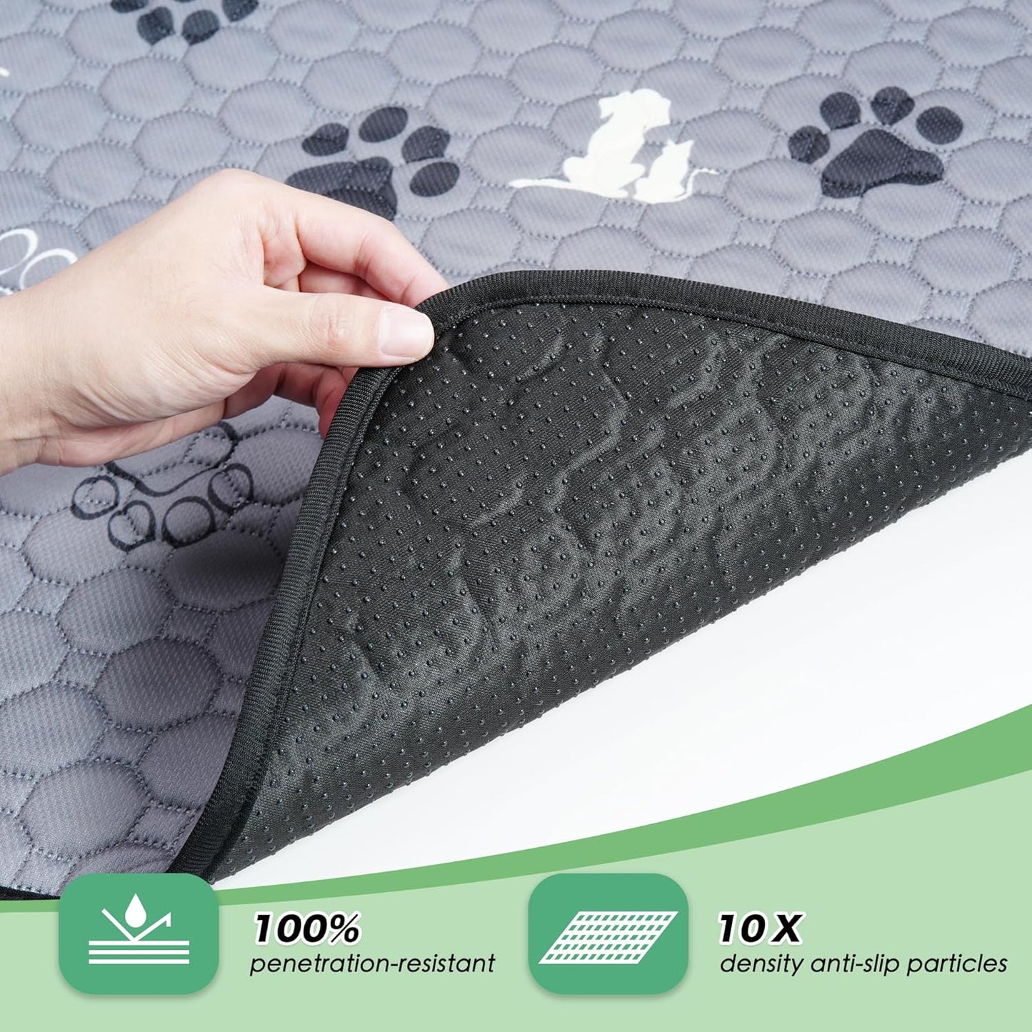 Washable Pee Pads, Puppy Pee Pad for Dogs, 2 Pack Absorbent Reusable Training Dog Pads Pet Puppy Pads, Non-Slip Potty Pads for Whelping, Playpen, Crate, Bed, Grey 48"x48"