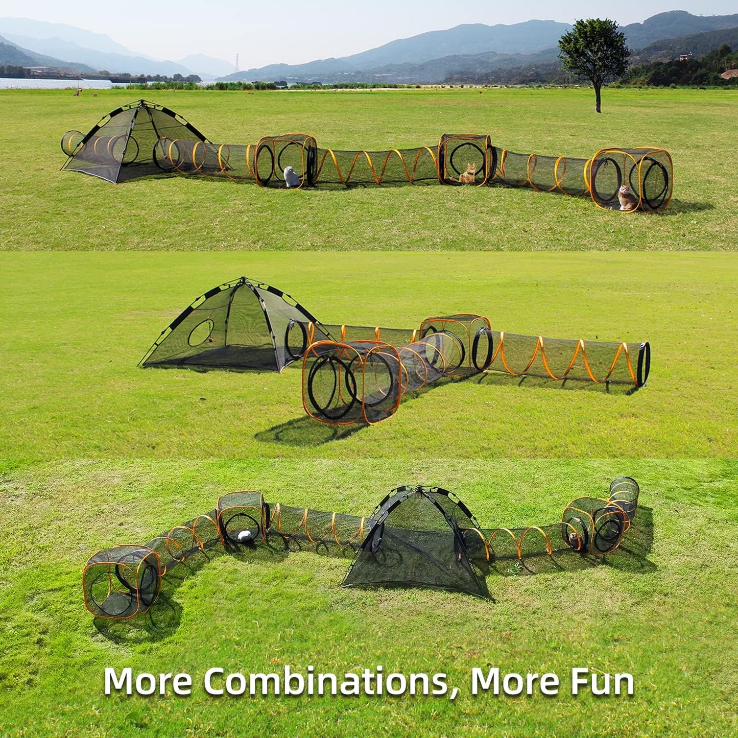 Cat Tent for Indoor and Outdoor Cat Enclosures(Outdoor, Tunnel, and Playhouse) Kitty Playpen X-Large Portable Kitten Tunnel Play Tents for Cats Rabbits and Small Animals