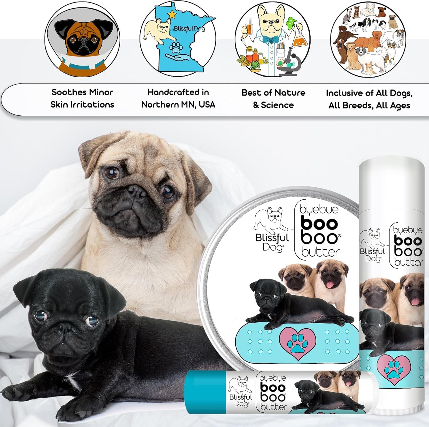 The Blissful Dog .15 oz Tube Pug Booboo Butter