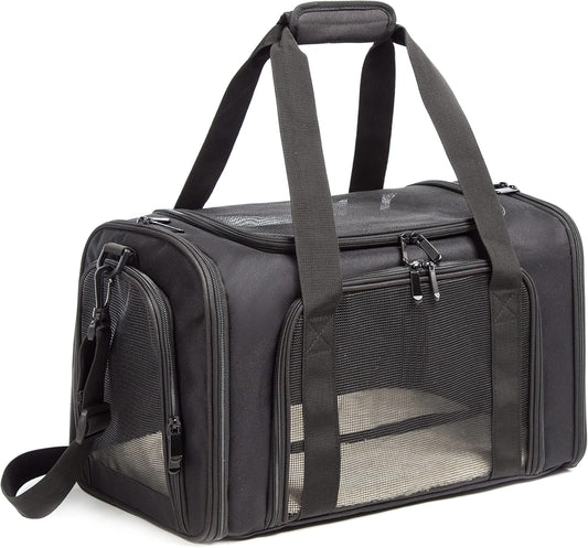 Cat Carrier Dog Carrier Pet Carrier Cat Bags for Small Medium Cats Dogs Puppies of 15 Lbs,of Airline Approved Small Dog Bag Soft Sided,Collapsible Travel Puppy Carrier (Medium, Black)