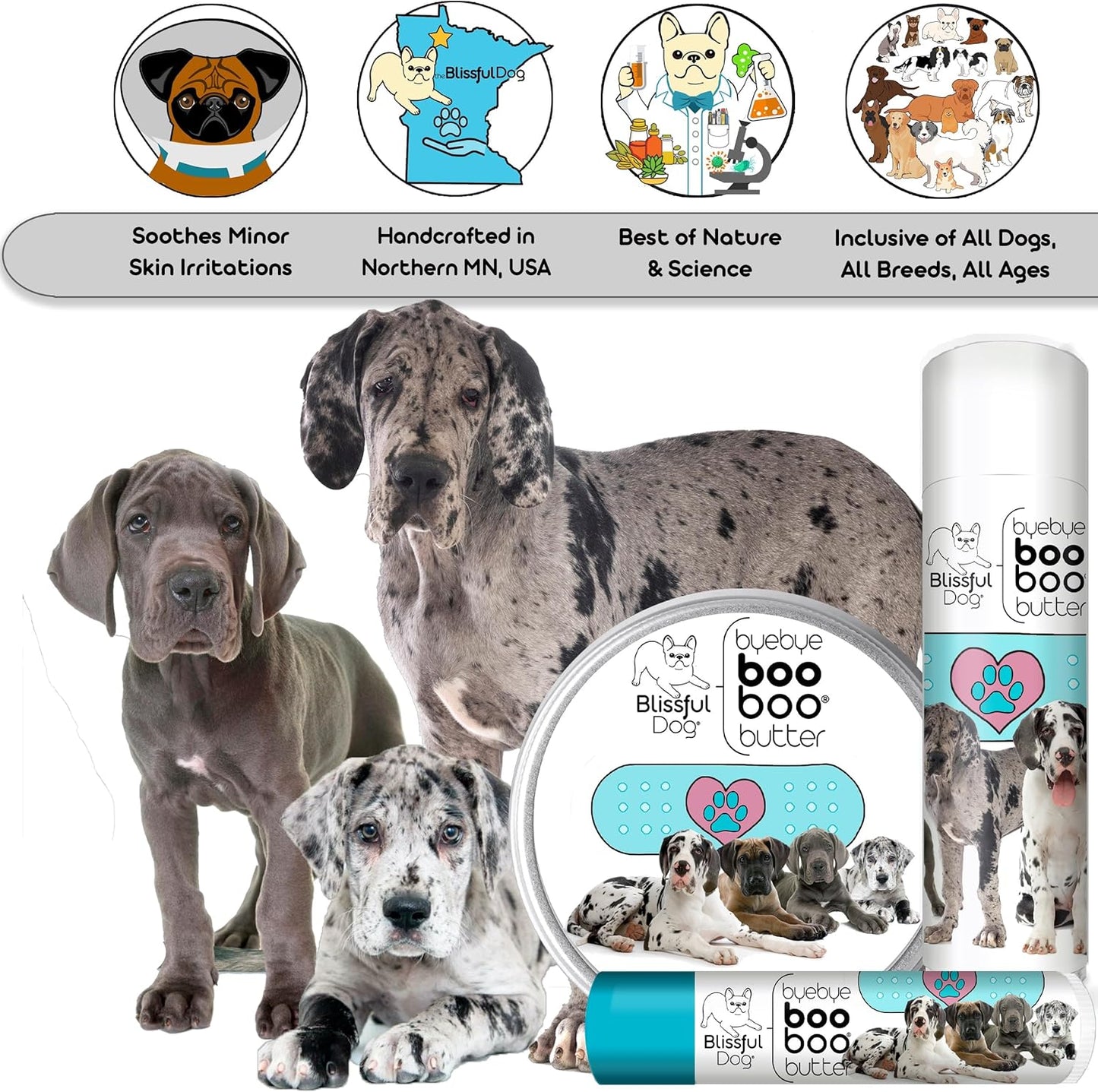 The Blissful Dog 8 oz TIN Great Dane Booboo Butter