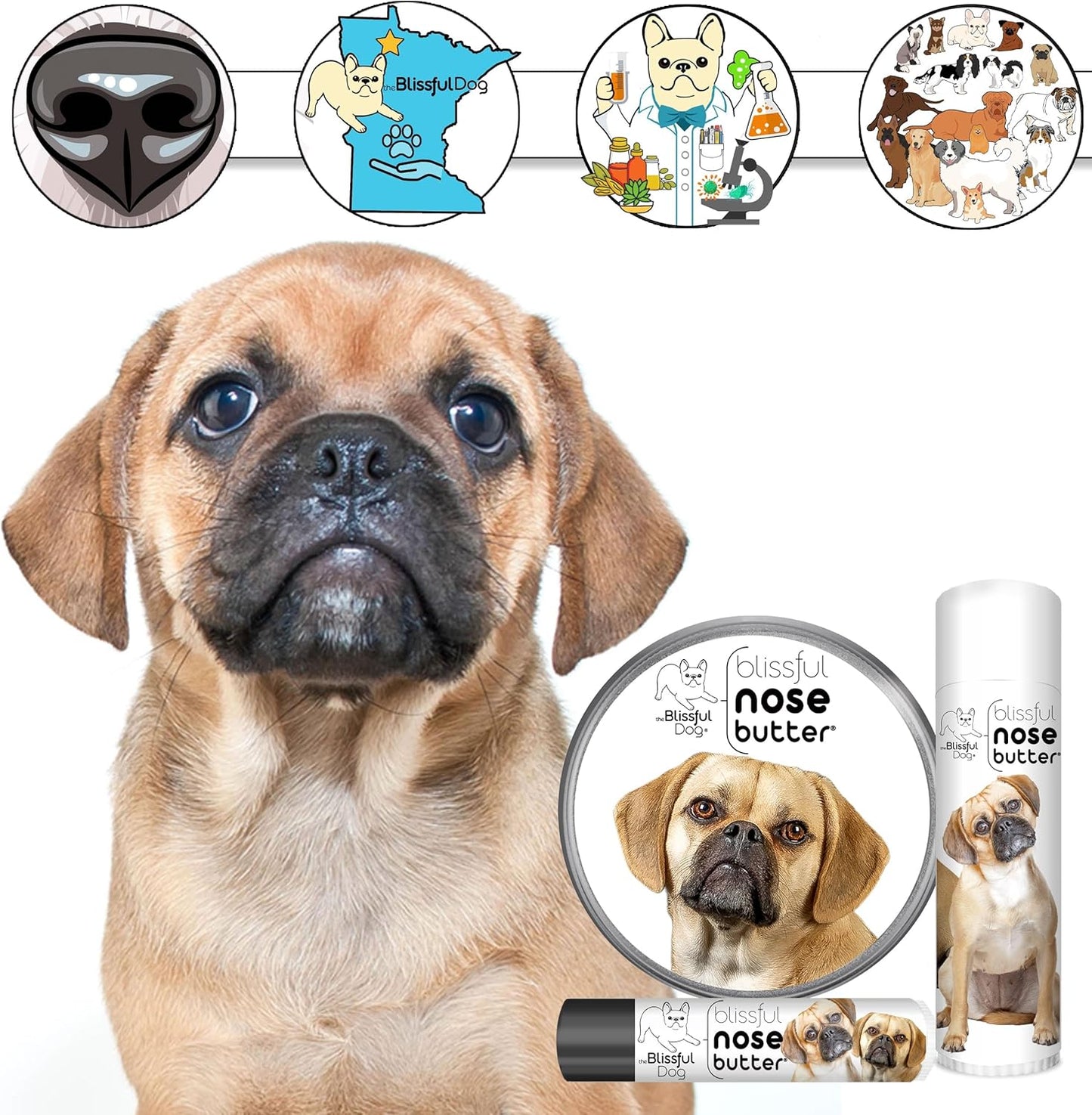 The Blissful Dog Puggle Unscented Nose Butter - Dog Nose Butter, 0.15 Ounce