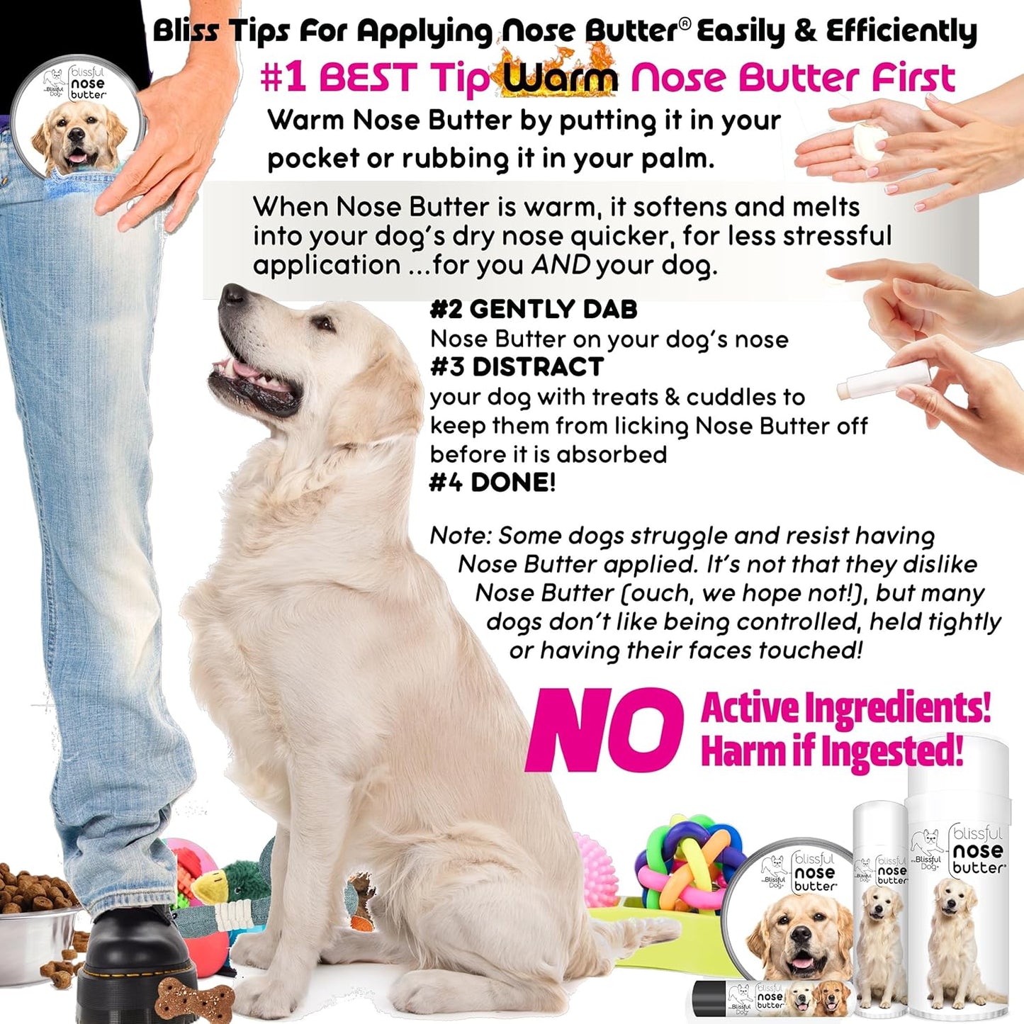 The Blissful Dog Golden Retreiver Unscented Nose Butter - Dog Nose Butter, 8 Ounce