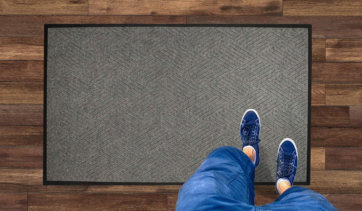 M+A Matting WaterHog Diamond | Commercial-Grade Entrance Mat with Rubber Border – Indoor/Outdoor, Quick Drying, Stain Resistant Door Mat (Charcoal, 3' x 12')