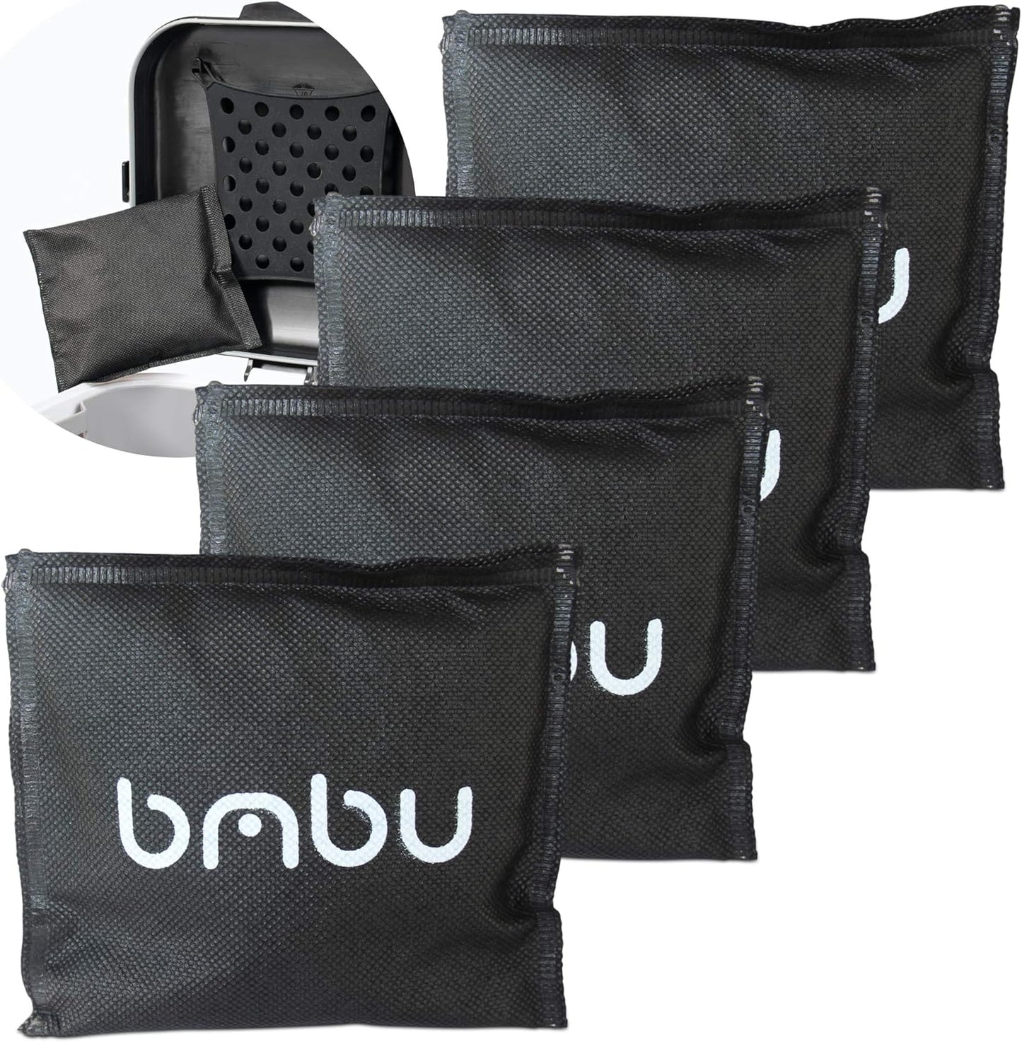Bamboo Charcoal Deodorizer Bag for Litter Disposal Box/Diaper Pails (4 Pack) - Replacement Inserts for PetFushion Portable Cat Litter Disposal - Absorb and Eliminate Odors/Smells