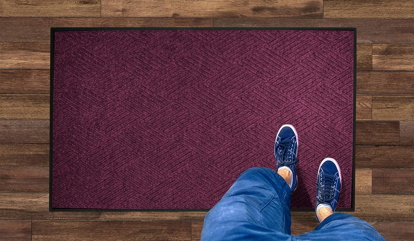 WaterHog Diamond | Commercial-Grade Entrance Mat with Rubber Border – Indoor/Outdoor, Quick Drying, Stain Resistant Door Mat (Bordeaux, 3' x 4')