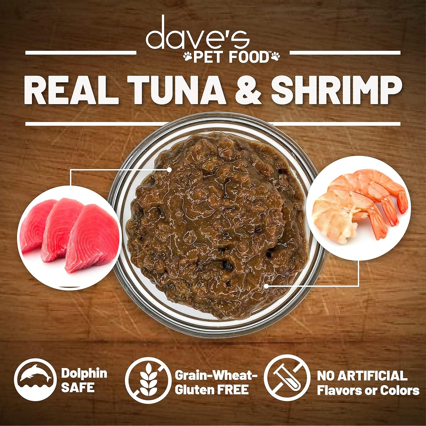 Dave's Pet Food Grain Free Wet Cat Food Gravy (Tuna & Shrimp Dinner in Gravy), Naturally Healthy Canned, Added Vitamins, 5.5 oz Cans (24 Pack)