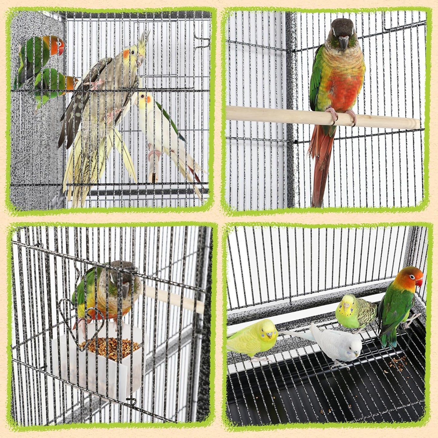 Yaheetech 63-Inch Wrought Iron Rolling Large Bird Cage for African Grey Small Quaker Amazon Parrots Canary Bird Flight Cage