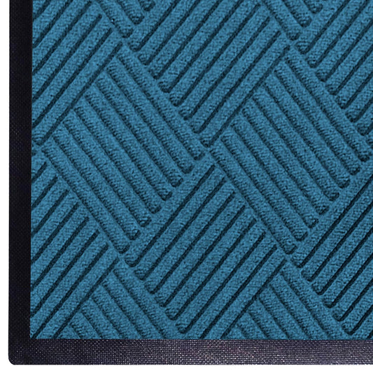 WaterHog Diamond | Commercial-Grade Entrance Mat with Rubber Border – Indoor/Outdoor, Quick Drying, Stain Resistant Door Mat (Medium Blue, 3' x 5')