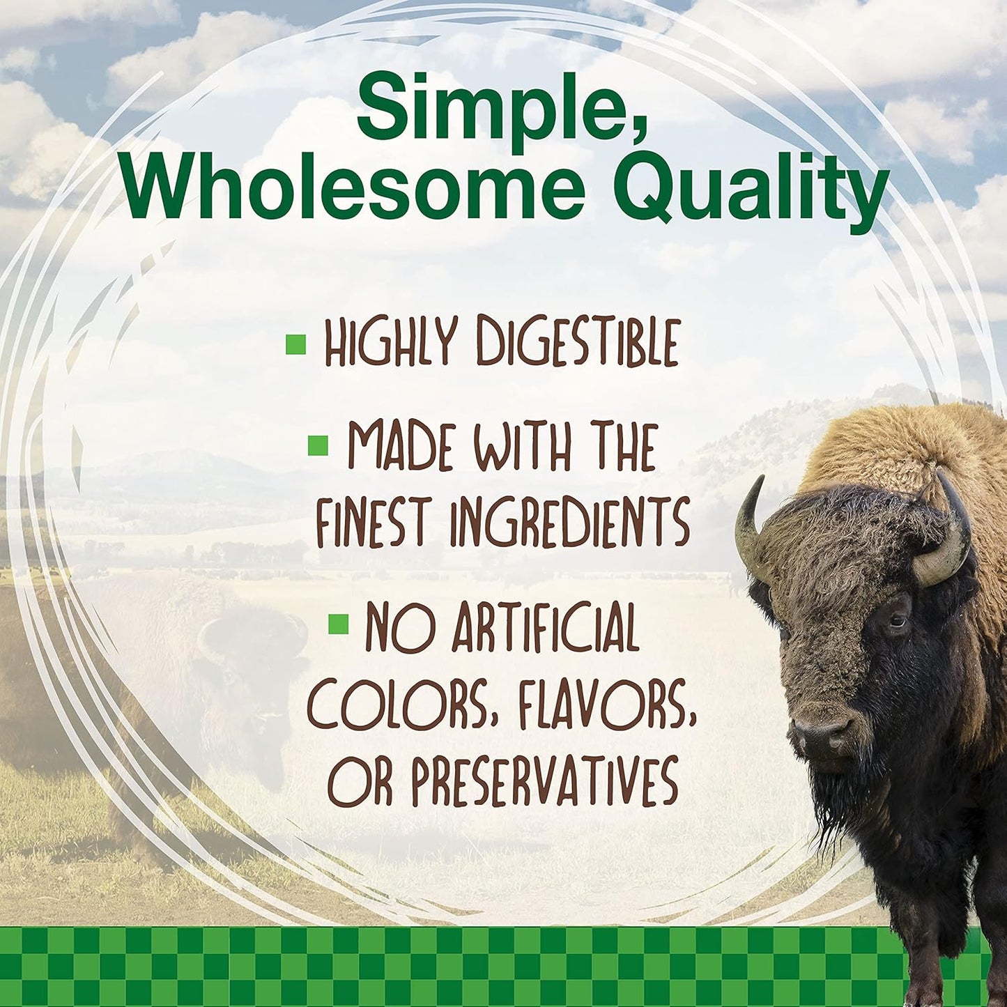 Nylabone Healthy Edibles Wild Natural Long-Lasting Bison Flavor Bone Chew Treats for Dogs, Large (1 Count) (Pack of 4)