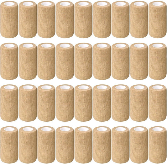 Treela 36 Pcs Self Adherent Bandage 4" X 5 Yard Wrap Breathable Cohesive Bandage Elastic Adhesive Tape for Stretch Athletic Sports Wrist Ankle(Nude)