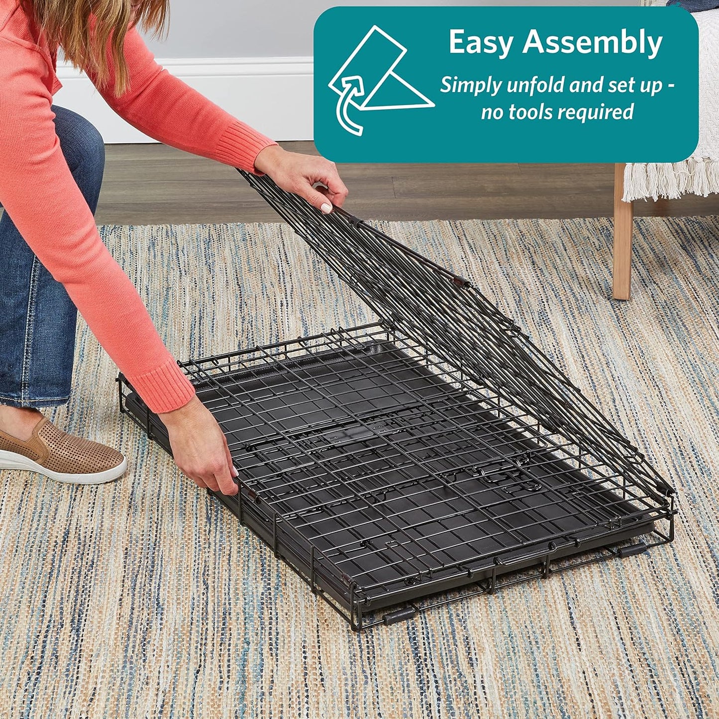 MidWest Homes for Pets 30-Inch Two-Door iCrate Folding Dog Crate with Divider Panel, Leak-Proof Tray & Secure Latches – Metal Wire Kennel for Medium Breeds – Portable, Durable & Easy to Assemble